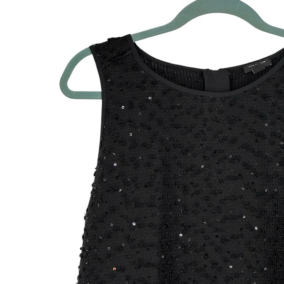 Ann Taylor Size Medium Petite Black Polyester Tank w Sequin/Bobble Detailing - Picture 3 of 10